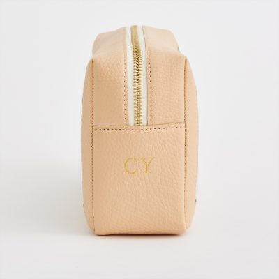 vegan leather large wash bag embossed